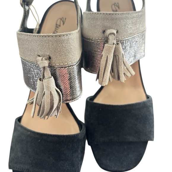 Elegant Silver and Black Tassel Sandals Emanuela Passeri  size 40 EU- NWB box - Picture 2 of 6
